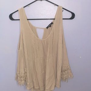 Cold Shoulder Top with Lace Trim